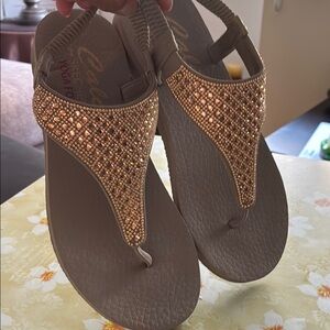 Skechers Gold Tan Sandals with Studded Design